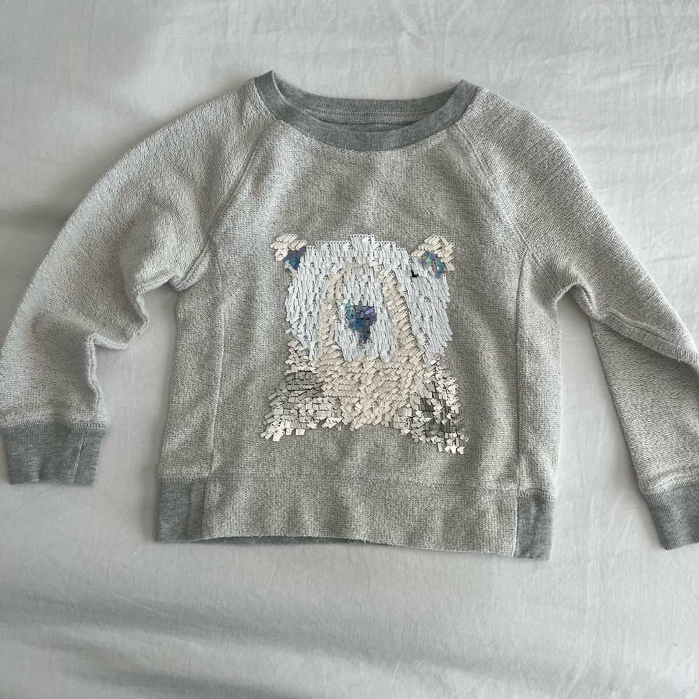 ❤️Crewcuts Gray Sequin Bear Sweatshirt EUC